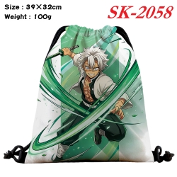 Demon Slayer Kimets cartoon Waterproof Nylon Full Color Drawstring Pocket 39x32cm 