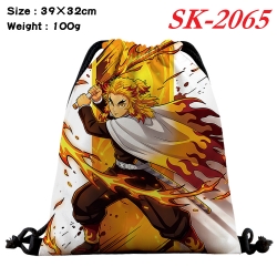 Demon Slayer Kimets cartoon Waterproof Nylon Full Color Drawstring Pocket 39x32cm 
