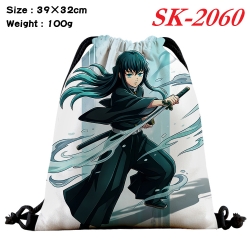 Demon Slayer Kimets cartoon Waterproof Nylon Full Color Drawstring Pocket 39x32cm 
