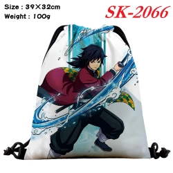 Demon Slayer Kimets cartoon Waterproof Nylon Full Color Drawstring Pocket 39x32cm 