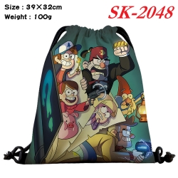 Gravity Falls cartoon Waterproof Nylon Full Color Drawstring Pocket 39x32cm 