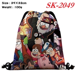 Gravity Falls cartoon Waterproof Nylon Full Color Drawstring Pocket 39x32cm 
