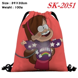 Gravity Falls cartoon Waterproof Nylon Full Color Drawstring Pocket 39x32cm 