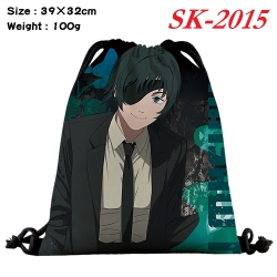 Chainsaw Man cartoon Waterproof Nylon Full Color Drawstring Pocket 39x32cm 