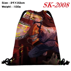 Chainsaw Man cartoon Waterproof Nylon Full Color Drawstring Pocket 39x32cm 