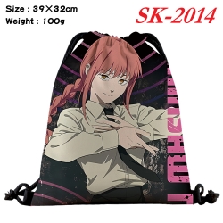 Chainsaw Man cartoon Waterproof Nylon Full Color Drawstring Pocket 39x32cm 