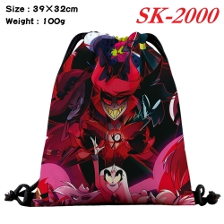 Hazbin Hotel cartoon Waterproof Nylon Full Color Drawstring Pocket 39x32cm 