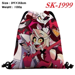 Hazbin Hotel cartoon Waterproof Nylon Full Color Drawstring Pocket 39x32cm 