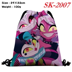 Hazbin Hotel cartoon Waterproof Nylon Full Color Drawstring Pocket 39x32cm 