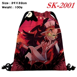 Hazbin Hotel cartoon Waterproof Nylon Full Color Drawstring Pocket 39x32cm 