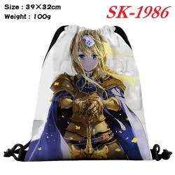 Sword Art Online cartoon Waterproof Nylon Full Color Drawstring Pocket 39x32cm 