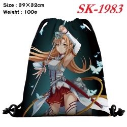 Sword Art Online cartoon Waterproof Nylon Full Color Drawstring Pocket 39x32cm 