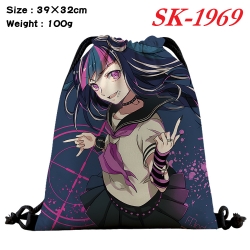 Dangan-Ronpa cartoon Waterproof Nylon Full Color Drawstring Pocket 39x32cm 