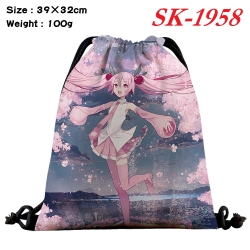 Hatsune Miku cartoon Waterproof Nylon Full Color Drawstring Pocket 39x32cm 