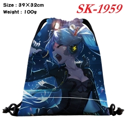 Hatsune Miku cartoon Waterproof Nylon Full Color Drawstring Pocket 39x32cm 