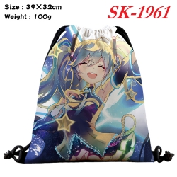 Hatsune Miku cartoon Waterproof Nylon Full Color Drawstring Pocket 39x32cm 