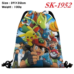 Pokemon cartoon Waterproof Nylon Full Color Drawstring Pocket 39x32cm 