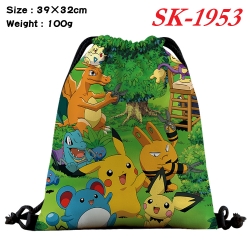 Pokemon cartoon Waterproof Nylon Full Color Drawstring Pocket 39x32cm 