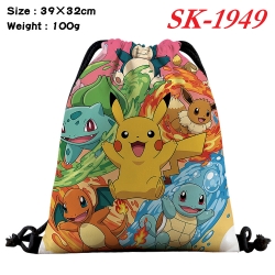 Pokemon cartoon Waterproof Nylon Full Color Drawstring Pocket 39x32cm 