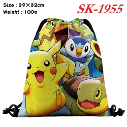 Pokemon cartoon Waterproof Nylon Full Color Drawstring Pocket 39x32cm 