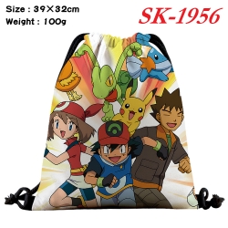 Pokemon cartoon Waterproof Nylon Full Color Drawstring Pocket 39x32cm 