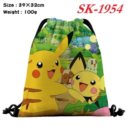 Pokemon cartoon Waterproof Nylon Full Color Drawstring Pocket 39x32cm 