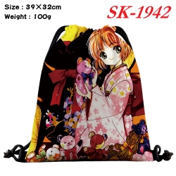 Card Captor Sakura cartoon Waterproof Nylon Full Color Drawstring Pocket 39x32cm 