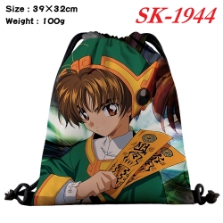 Card Captor Sakura cartoon Waterproof Nylon Full Color Drawstring Pocket 39x32cm 