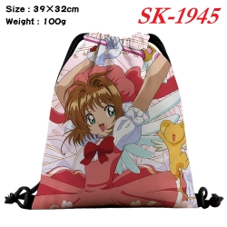 Card Captor Sakura cartoon Waterproof Nylon Full Color Drawstring Pocket 39x32cm 