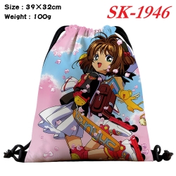 Card Captor Sakura cartoon Waterproof Nylon Full Color Drawstring Pocket 39x32cm 