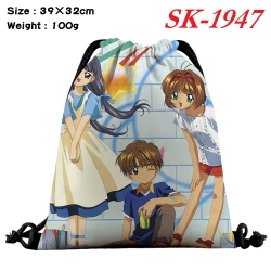 Card Captor Sakura cartoon Waterproof Nylon Full Color Drawstring Pocket 39x32cm 