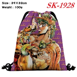 JoJos Bizarre Adventure cartoon Waterproof Nylon Full Color Drawstring Pocket 39x32cm 