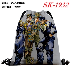 JoJos Bizarre Adventure cartoon Waterproof Nylon Full Color Drawstring Pocket 39x32cm 