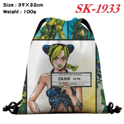 JoJos Bizarre Adventure cartoon Waterproof Nylon Full Color Drawstring Pocket 39x32cm 