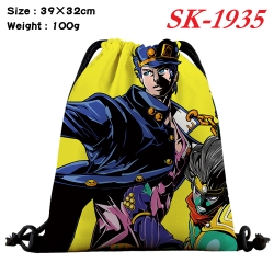 JoJos Bizarre Adventure cartoon Waterproof Nylon Full Color Drawstring Pocket 39x32cm 