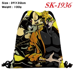 JoJos Bizarre Adventure cartoon Waterproof Nylon Full Color Drawstring Pocket 39x32cm 