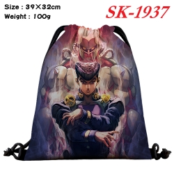 JoJos Bizarre Adventure cartoon Waterproof Nylon Full Color Drawstring Pocket 39x32cm 