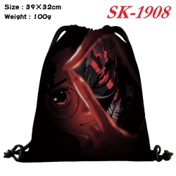 DANDADAN cartoon Waterproof Nylon Full Color Drawstring Pocket 39x32cm 