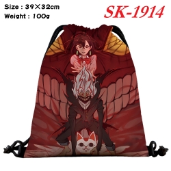 DANDADAN cartoon Waterproof Nylon Full Color Drawstring Pocket 39x32cm 