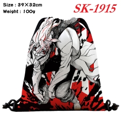 DANDADAN cartoon Waterproof Nylon Full Color Drawstring Pocket 39x32cm 