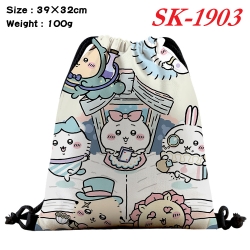 Chiikawa cartoon Waterproof Nylon Full Color Drawstring Pocket 39x32cm 
