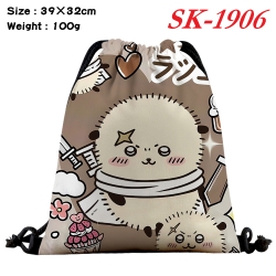 Chiikawa cartoon Waterproof Nylon Full Color Drawstring Pocket 39x32cm 