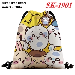 Chiikawa cartoon Waterproof Nylon Full Color Drawstring Pocket 39x32cm 