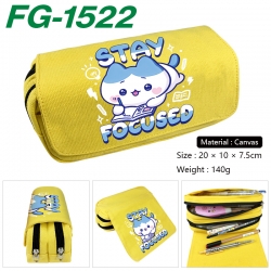 Chiikawa Anime Multi-Function Double Zipper Canvas Cosmetic Bag Pen Case 20x10x7.5cm