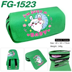 Chiikawa Anime Multi-Function Double Zipper Canvas Cosmetic Bag Pen Case 20x10x7.5cm