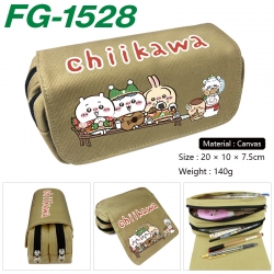 Chiikawa Anime Multi-Function Double Zipper Canvas Cosmetic Bag Pen Case 20x10x7.5cm