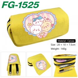 Chiikawa Anime Multi-Function Double Zipper Canvas Cosmetic Bag Pen Case 20x10x7.5cm