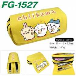 Chiikawa Anime Multi-Function Double Zipper Canvas Cosmetic Bag Pen Case 20x10x7.5cm