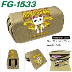 DANDADAN Anime Multi-Function Double Zipper Canvas Cosmetic Bag Pen Case 20x10x7.5cm