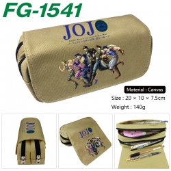JoJos Bizarre Adventure Anime Multi-Function Double Zipper Canvas Cosmetic Bag Pen Case 20x10x7.5cm
